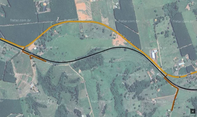 Representação das vias e travessias ferroviárias existentes na área de estudo de Votuporanga