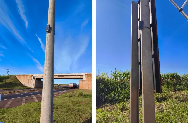 TrafficCam instalada em estruturas existentes próximas à via.