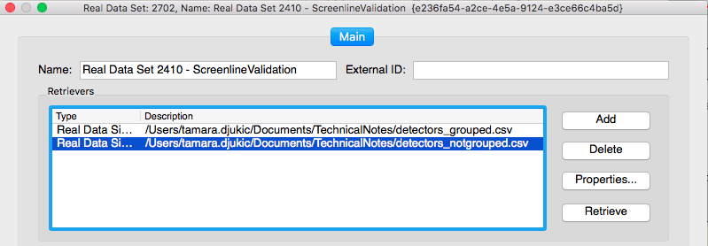 Figure 3i. Definition of the real data set that includes information from screenlines TSS Aimsun Grouping Category tool - screenlines