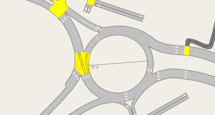 Figure 2: Use a polyline to measure the size of the roundabout island
Figure 2: Use a polyline to measure the size of the roundabout island