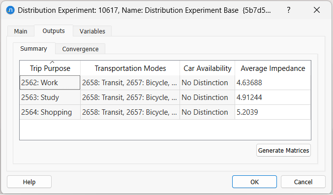 Aba de saídas do experimento de distribuição