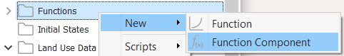 opção de menu Nova função