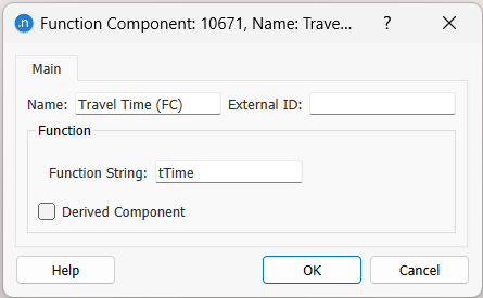 Diálogo da função de componente de tempo de viagem