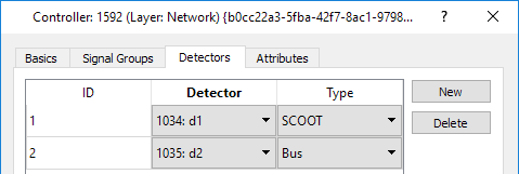 Editor de Controlador Fast SCOOT UTC (pasta Detectores)