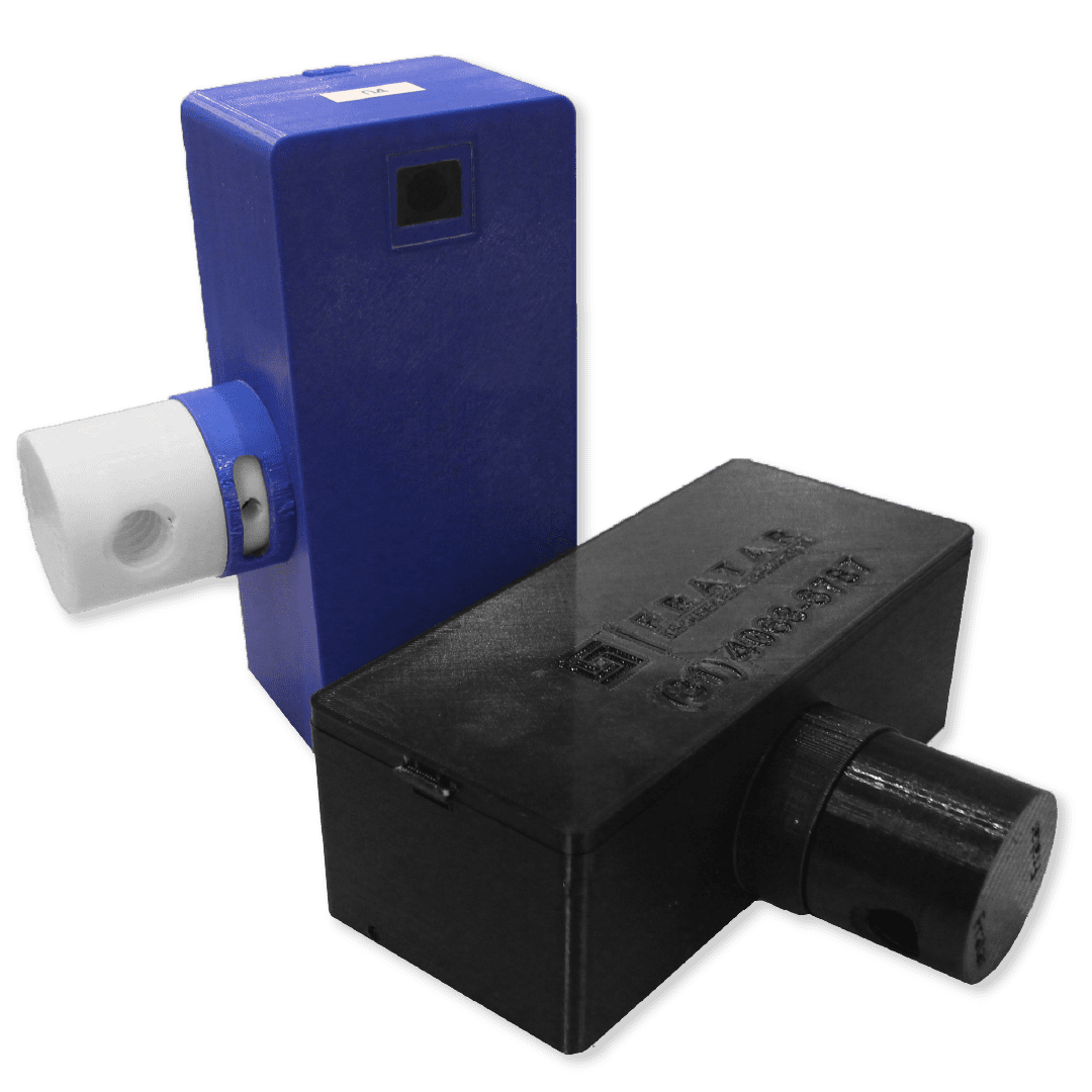 Dispositivos TrafficCam azul e preto com lentes cilíndricas