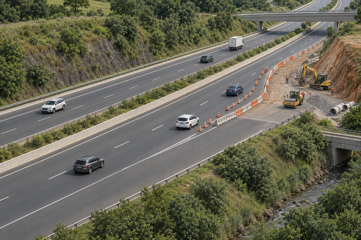 Ilustração conceitual — Estudo de desvio de obras na terceira faixa da SP-310 em Rio Claro