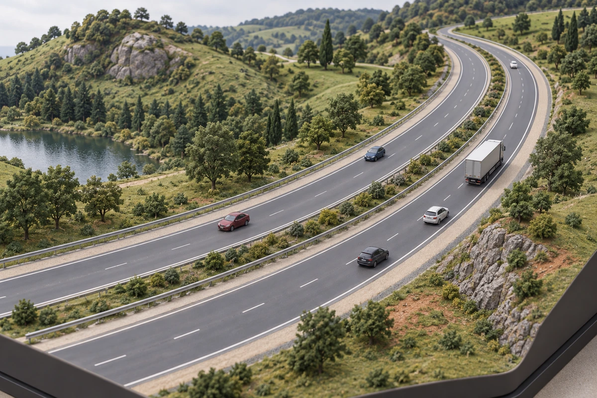 Ilustração conceitual — Estudo de demanda e modelagem para concessão rodoviária em Minas Gerais
