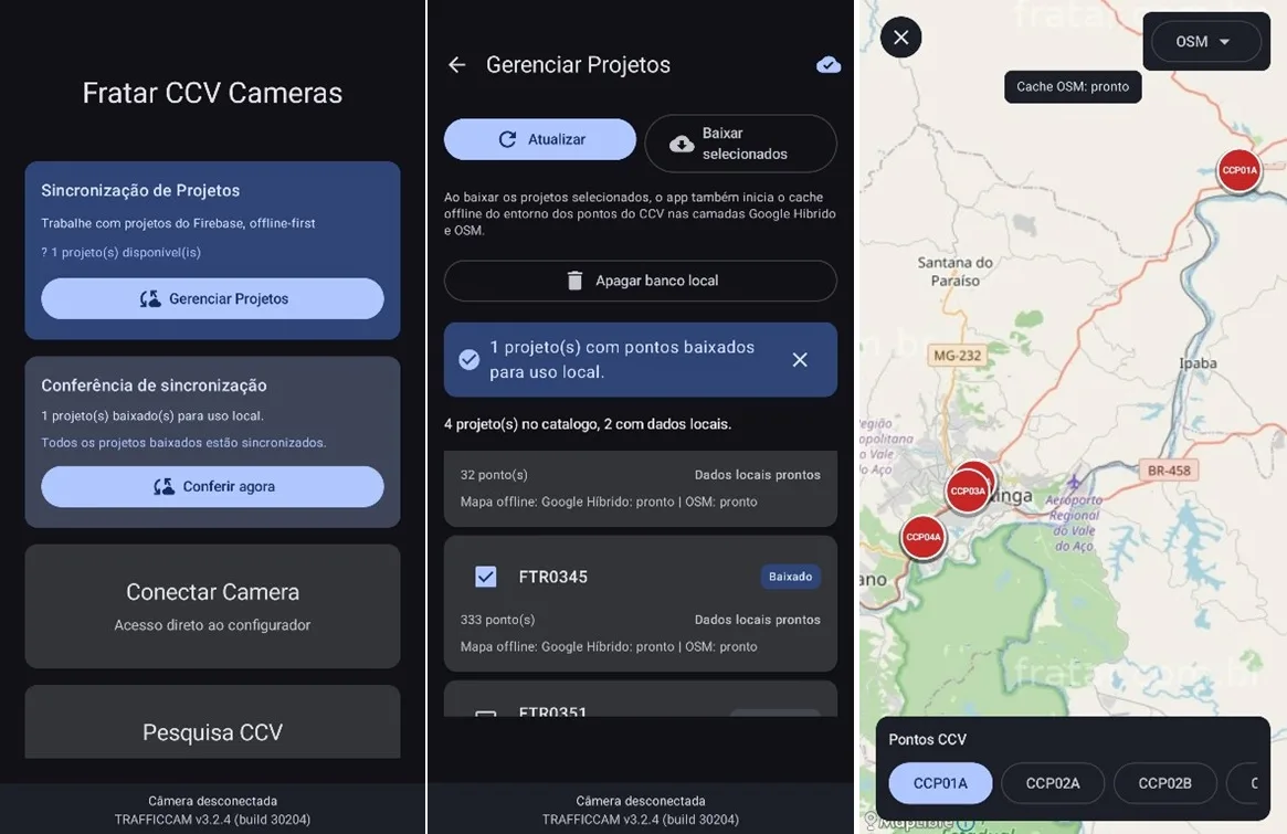 Camera setup application screen