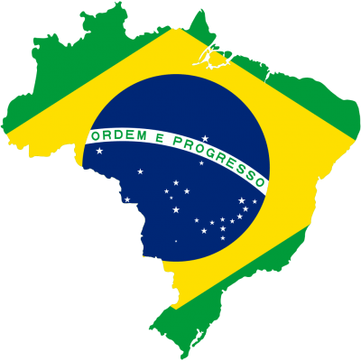 Um mapa do Brasil com a bandeira do país ao lado e a palavra escrita através do mapa no meio do mesmo. (um pastel: 0.109)