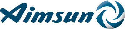 Uma logo para a empresa Minsun é mostrada em cores azul e branca em um fundo preto com uma logo circular azul e branca no centro, (um quebra-cabeça:0,174).
