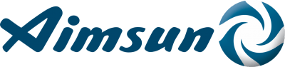 Uma logomarca para a empresa Minsun é mostrada nas cores azul e branca em um fundo preto, com um logotipo circular em azul e branco ao centro (um quebra-cabeça: 0.174).