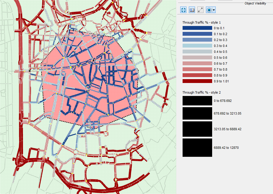 Um mapa de uma cidade com um círculo vermelho no meio e um círculo azul no centro do mapa com um círculo vermelho no meio, (um Barroco flamengo: 0,318)