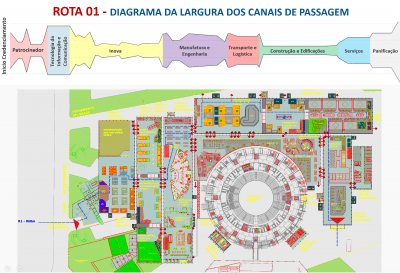 Um plano de um grande prédio com um design circular no centro e um design circular do lado de fora do prédio na parte superior. (um diagrama de arame: 0,482)