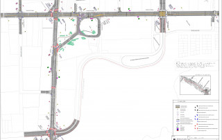 Um mapa de uma rua com um monte de tráfego nela e alguns prédios do outro lado da rua e alguns carros na estrada, (uma representação digital:0.598)