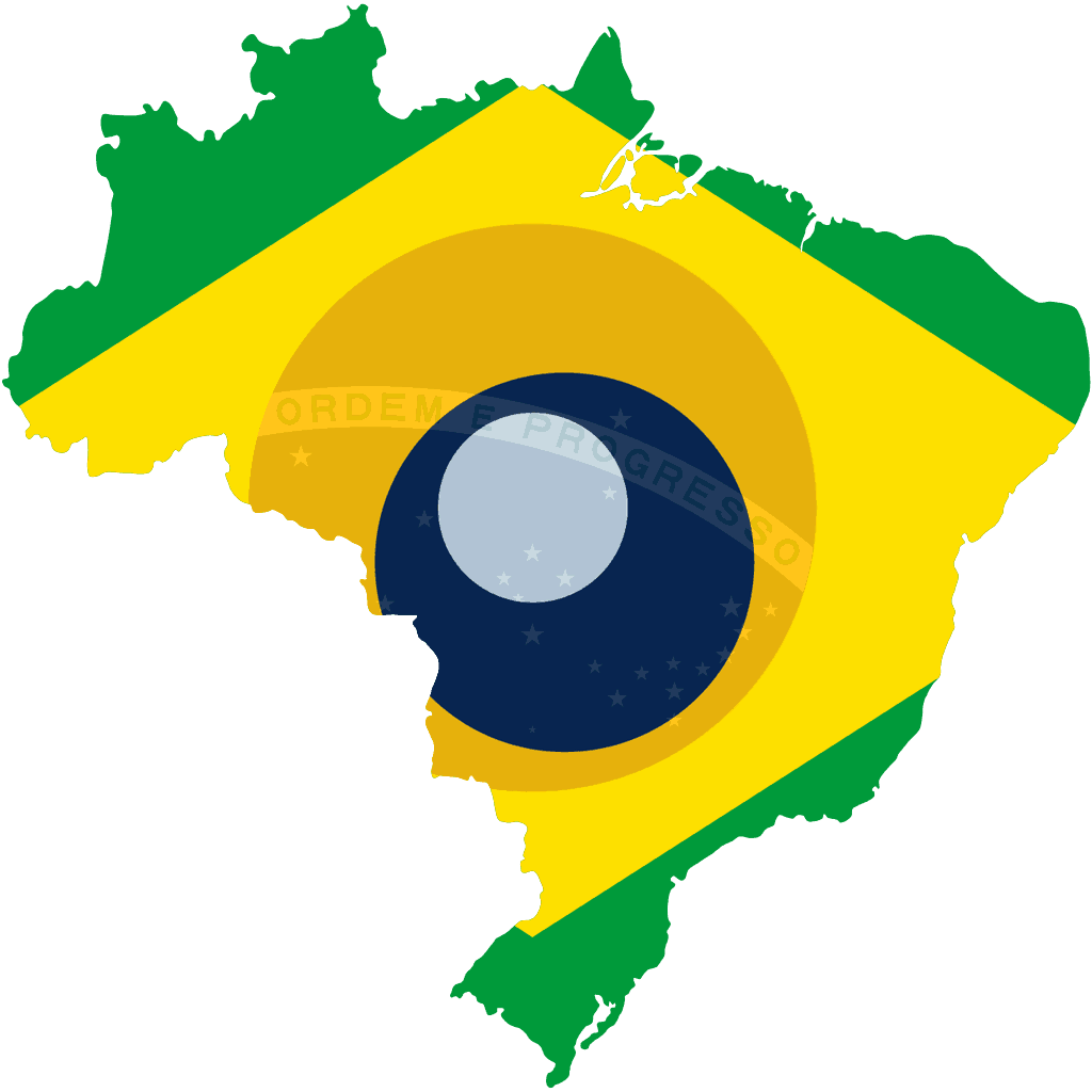 Um mapa do Brasil com uma bandeira dentro e um mapa do país no meio dele, em uma representação digital com uma escala de 0,114.