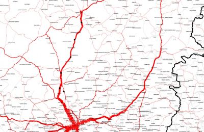 Um mapa da cidade de Atlanta com uma linha vermelha no meio dele e uma linha vermelha no meio do mapa da cidade. (Uma pintura ultra detalhada: 0,478)