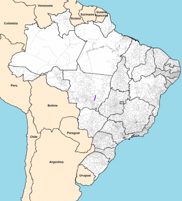 Um mapa da América do Sul com a localização do país da Argentina no centro do mapa é mostrado como um ponto azul com um ponto roxo no centro (uma ilustração de: 0.252).