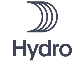 Um logo preto e cinza com a palavra "hydro" em seu lado e um logo branco e cinza na parte inferior do logo, e um fundo preto, (um desenho detalhado: 0,132)
