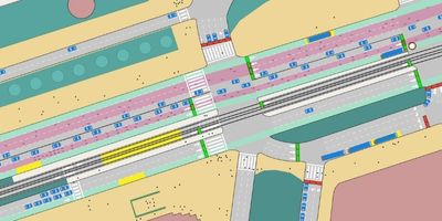 Um mapa de uma estação de trem com um trem nos trilhos e um trem nos trilhos no chão e um trem nos trilhos no chão, (uma captura de tela: 0.209)