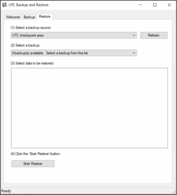 Capturas dos passos iniciais de UTC Backup/Restore, UTC Machine Configuration, XLaunch/UTC Login e comandos SCOOT.