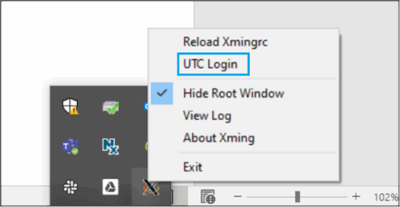 Capturas dos passos iniciais de UTC Backup/Restore, UTC Machine Configuration, XLaunch/UTC Login e comandos SCOOT.