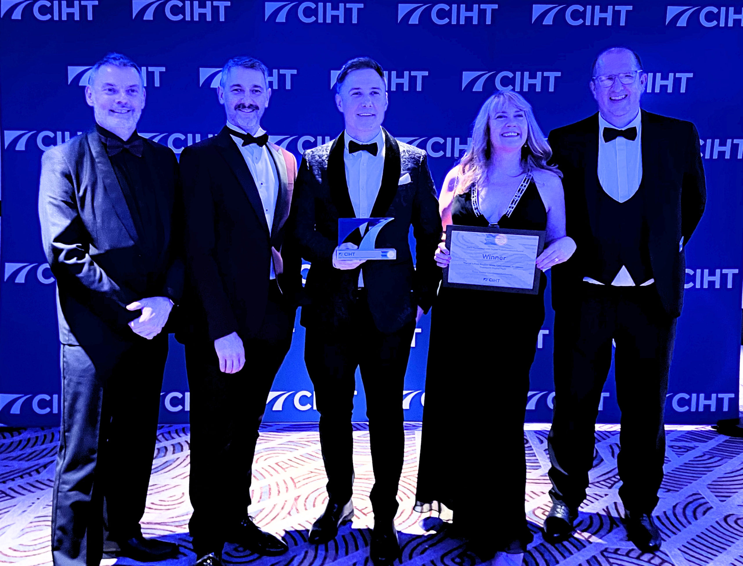 Representantes do Tees Valley Digital Twin no prêmio CIHT Technology and Digital Transformation Award 2026